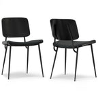 Set of Two Black Faux Leather And Solid Wood Dining Side Chairs