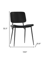 Set of Two Black Faux Leather And Solid Wood Dining Side Chairs