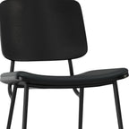 Set of Two Black Faux Leather And Solid Wood Dining Side Chairs
