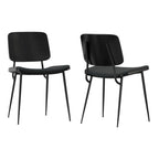 Set of Two Black Faux Leather And Solid Wood Dining Side Chairs