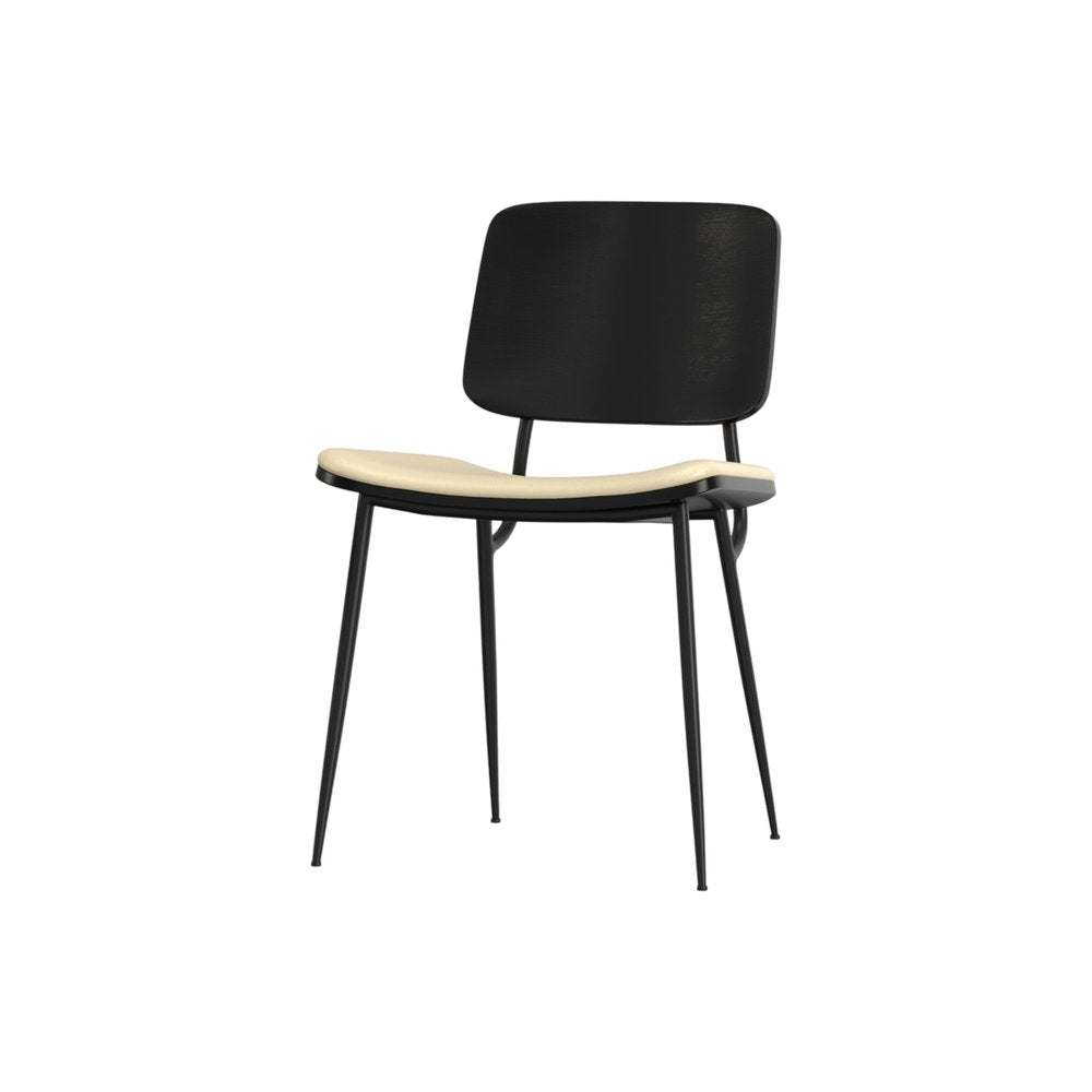 Set of Two Black Faux Leather And Solid Wood Dining Side Chairs