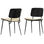 Set of Two Black Faux Leather And Solid Wood Dining Side Chairs