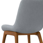 Set of Two Gray And Walnut Linen And Solid Wood Dining Parsons Chairs