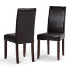 Set of Two Brown Faux Leather And Wood Dining Parsons Chairs