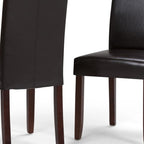 Set of Two Brown Faux Leather And Wood Dining Parsons Chairs