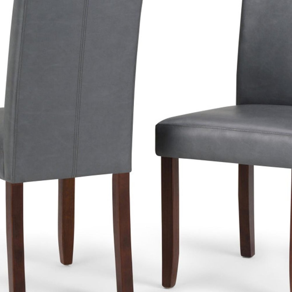 Set of Two Brown Faux Leather And Wood Dining Parsons Chairs