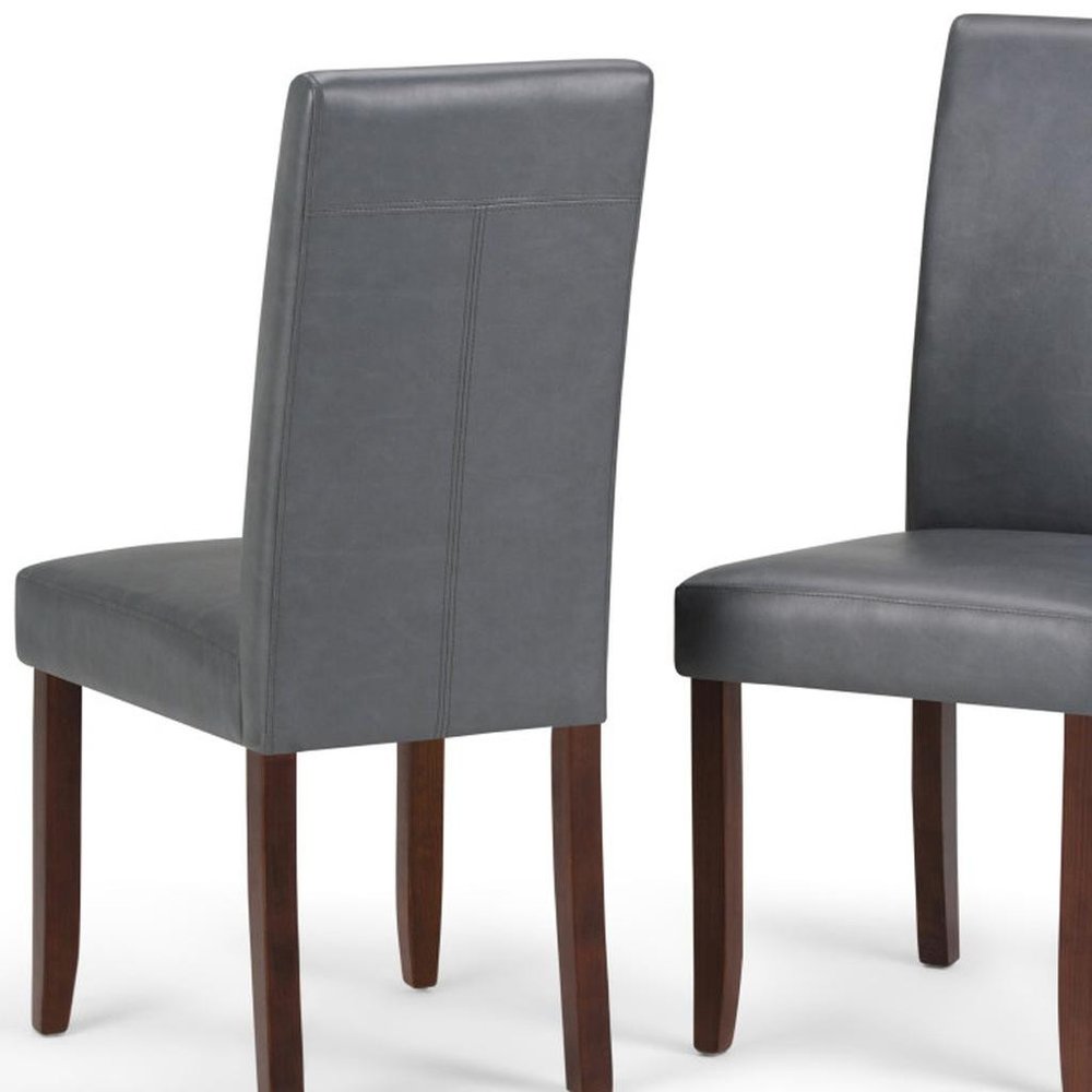 Set of Two Brown Faux Leather And Wood Dining Parsons Chairs