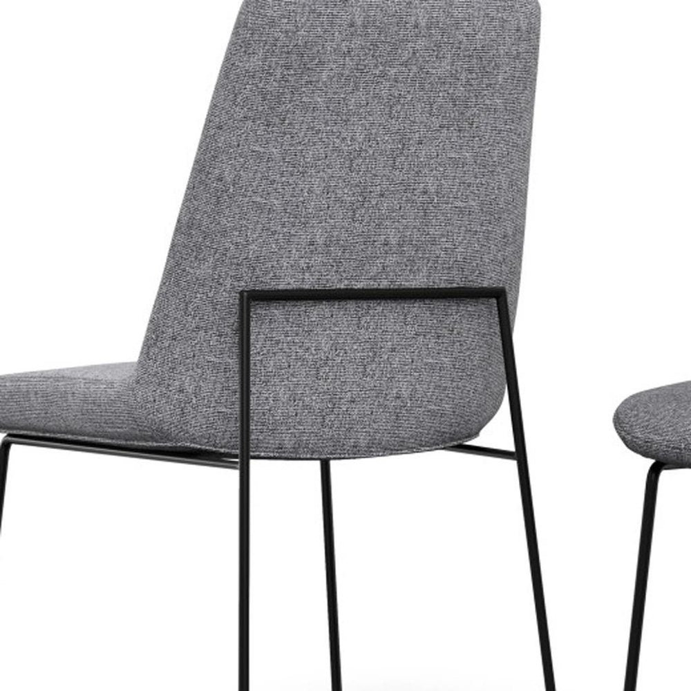 Set of Two Gray And Black Linen And Wood Dining Parsons Chairs