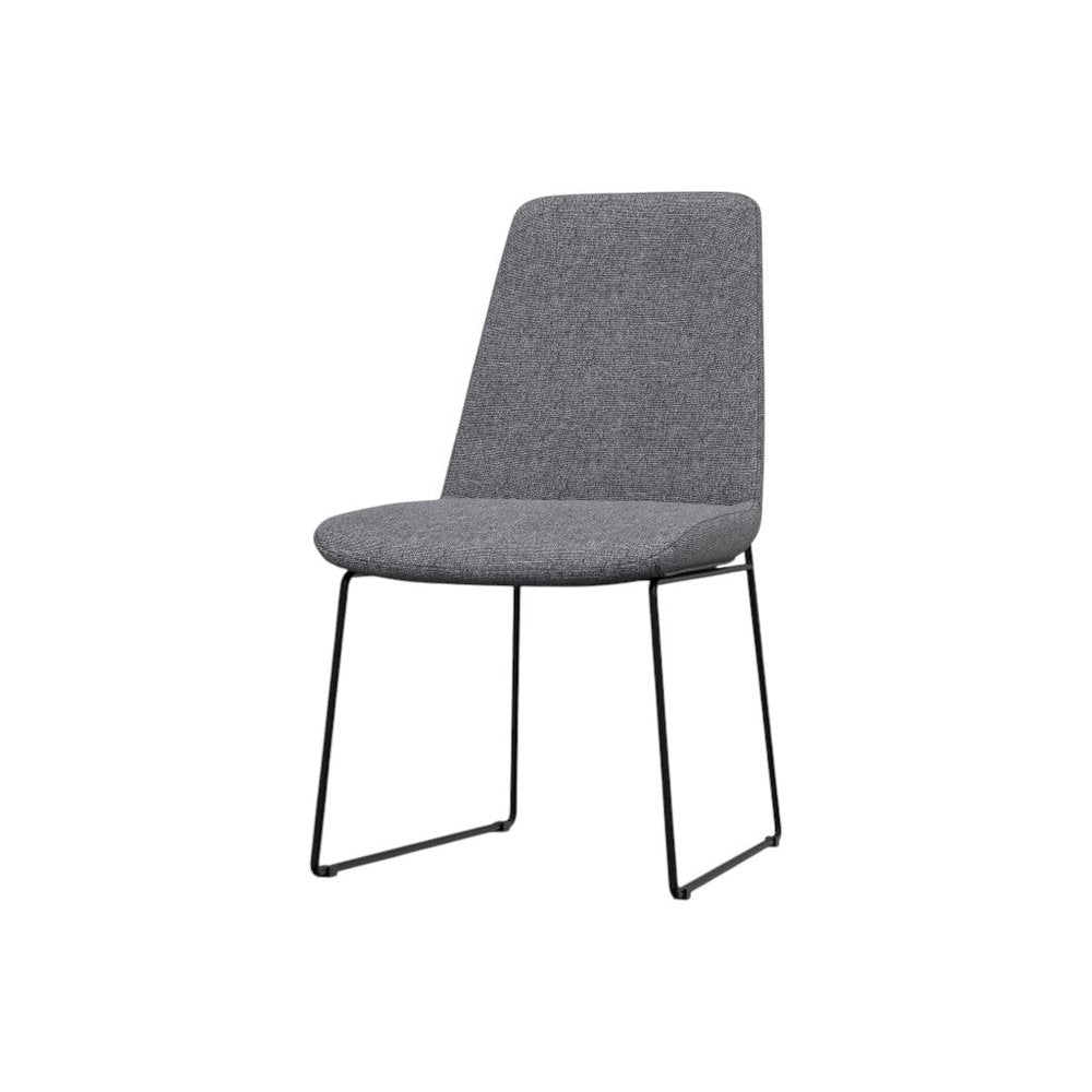 Set of Two Gray And Black Linen And Wood Dining Parsons Chairs