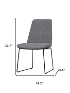 Set of Two Gray And Black Linen And Wood Dining Parsons Chairs