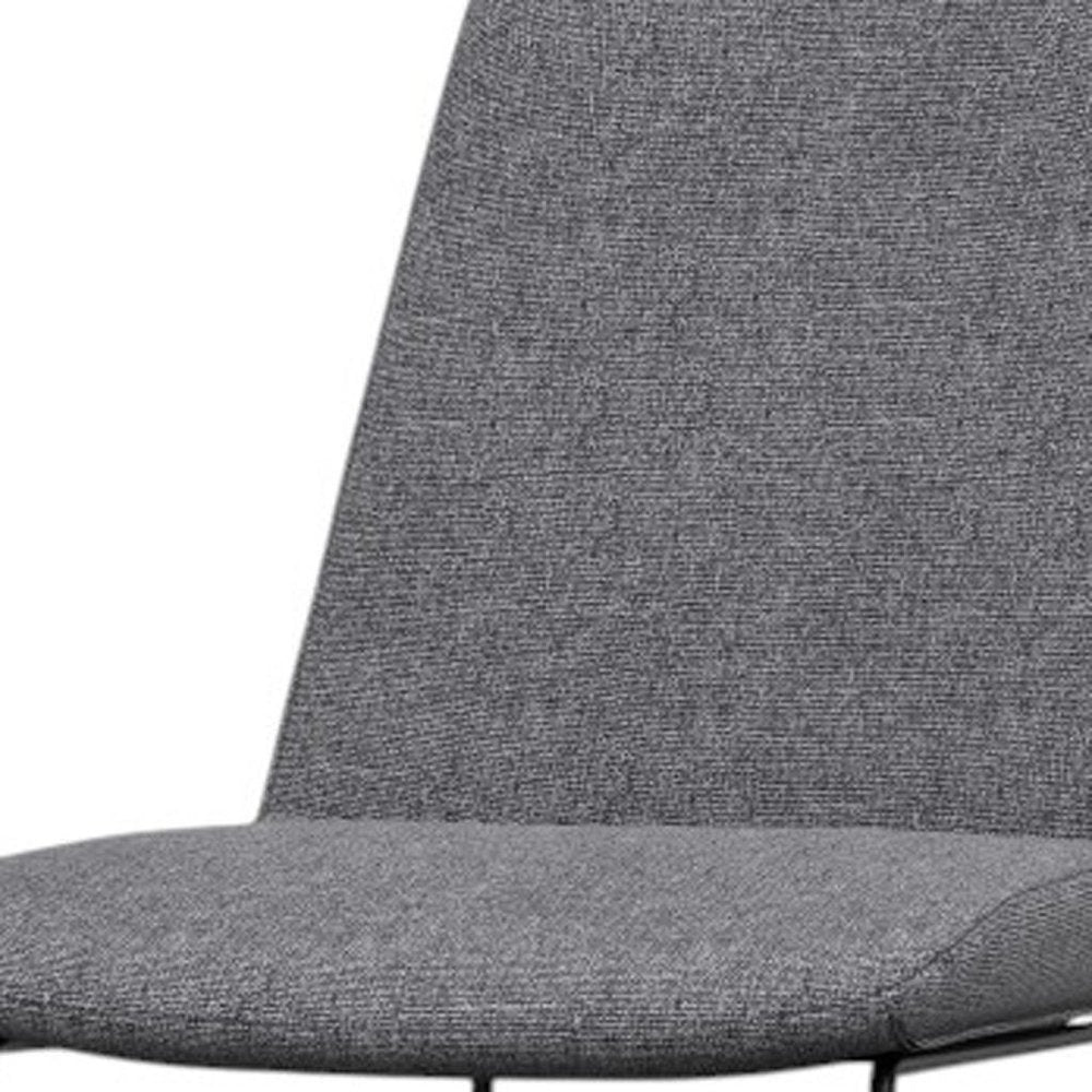 Set of Two Gray And Black Linen And Wood Dining Parsons Chairs