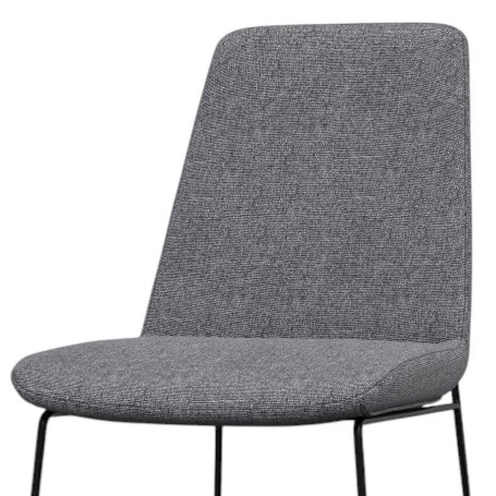 Set of Two Gray And Black Linen And Wood Dining Parsons Chairs