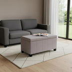 36" Cream and Dark Brown Faux Leather and Solid Wood Upholstered Storage Bench With Flip Top