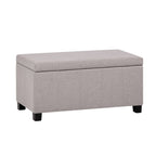 36" Cream and Dark Brown Faux Leather and Solid Wood Upholstered Storage Bench With Flip Top