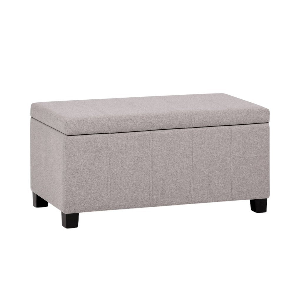 36" Brown Faux Leather and Solid Wood Upholstered Distressed Storage Bench With Flip Top