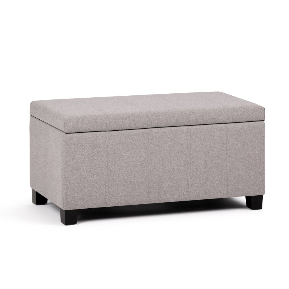 36" Cream and Dark Brown Faux Leather and Solid Wood Upholstered Storage Bench With Flip Top