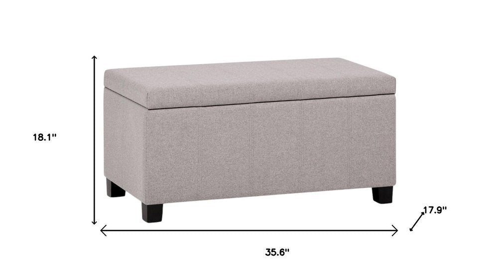 36" Cream and Dark Brown Faux Leather and Solid Wood Upholstered Storage Bench With Flip Top