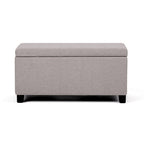 36" Cream and Dark Brown Faux Leather and Solid Wood Upholstered Storage Bench With Flip Top