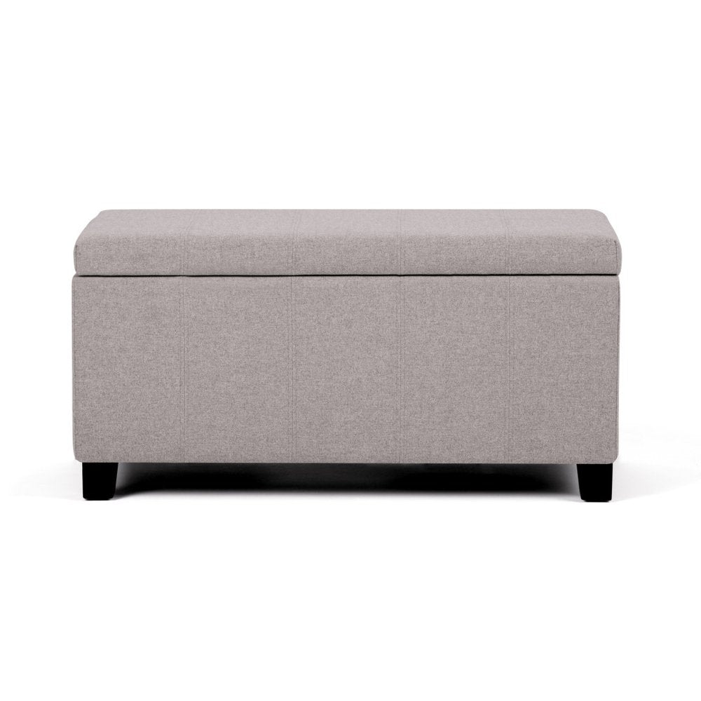 36" Cream and Dark Brown Faux Leather and Solid Wood Upholstered Storage Bench With Flip Top