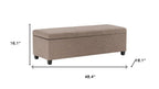 48" Cream and Dark Brown Faux Leather and Solid Wood Upholstered Storage Bench With Flip Top