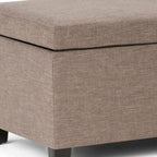 48" Cream and Dark Brown Faux Leather and Solid Wood Upholstered Storage Bench With Flip Top