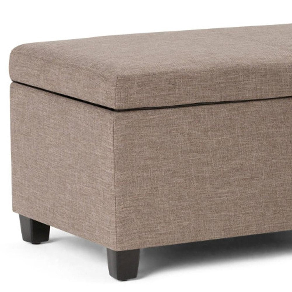 48" Cream and Dark Brown Faux Leather and Solid Wood Upholstered Storage Bench With Flip Top