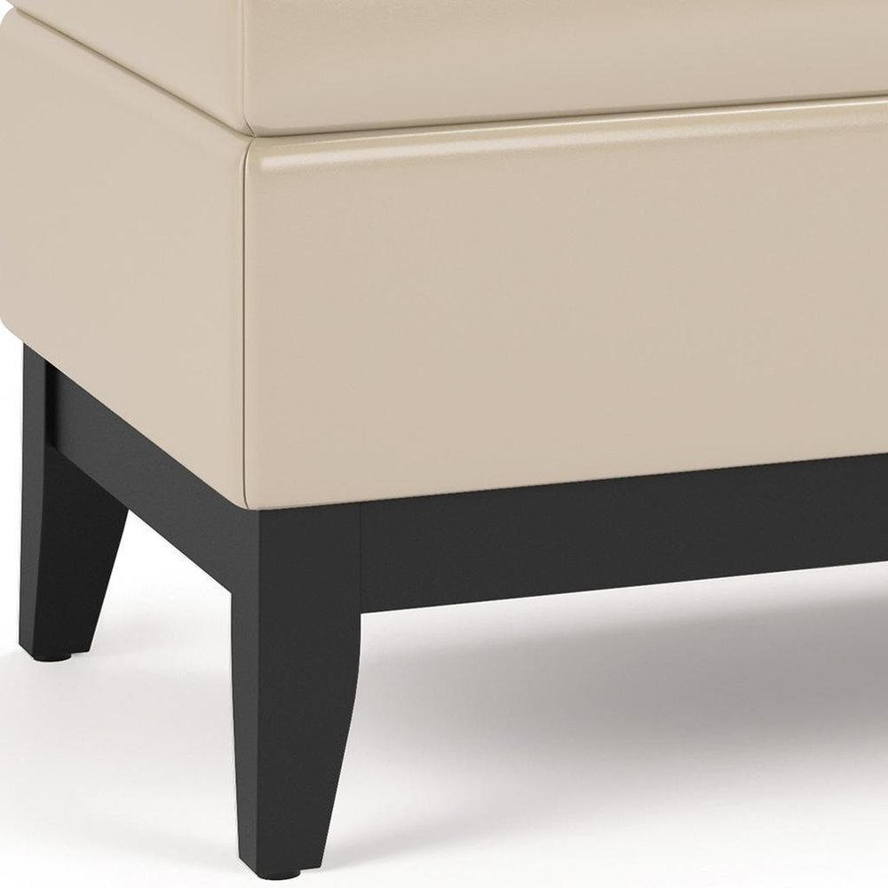 42" Black and Dark Brown Tufted Faux Leather and Solid Wood Upholstered Storage Bench With Tray