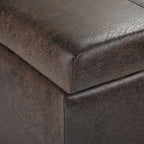 36" Cream and Dark Brown Faux Leather and Solid Wood Upholstered Storage Bench With Flip Top