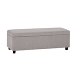 48" Cream and Dark Brown Faux Leather and Solid Wood Upholstered Storage Bench With Flip Top