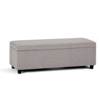 48" Cream and Dark Brown Faux Leather and Solid Wood Upholstered Storage Bench With Flip Top
