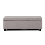 48" Cream and Dark Brown Faux Leather and Solid Wood Upholstered Storage Bench With Flip Top