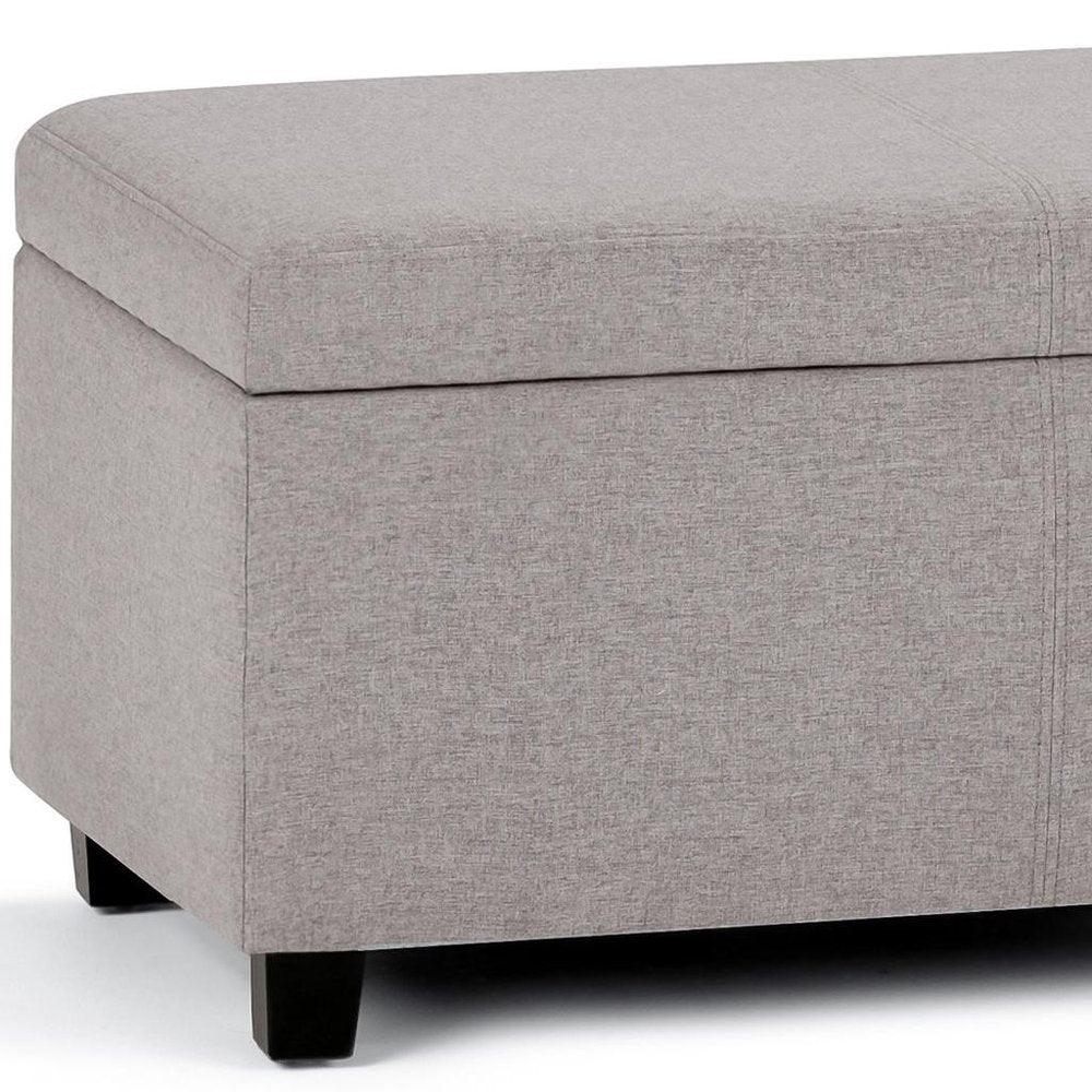 48" Cream and Dark Brown Faux Leather and Solid Wood Upholstered Storage Bench With Flip Top