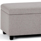48" Cream and Dark Brown Faux Leather and Solid Wood Upholstered Storage Bench With Flip Top