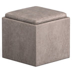 17" Black Faux Leather Cube Ottoman With Storage