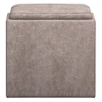 17" Black Faux Leather Cube Ottoman With Storage
