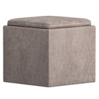 17" Black Faux Leather Cube Ottoman With Storage