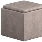 17" Black Faux Leather Cube Ottoman With Storage