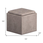 17" Black Faux Leather Cube Ottoman With Storage