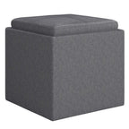 17" Slate Gray Linen Cube Ottoman With Storage