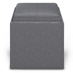 17" Slate Gray Linen Cube Ottoman With Storage