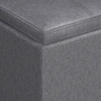 17" Slate Gray Linen Cube Ottoman With Storage