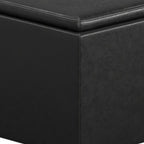 17" Black Faux Leather Cube Ottoman With Storage
