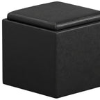 17" Black Faux Leather Cube Ottoman With Storage