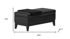 42" Cream and Dark Brown Tufted Faux Leather and Solid Wood Upholstered Storage Bench With Tray