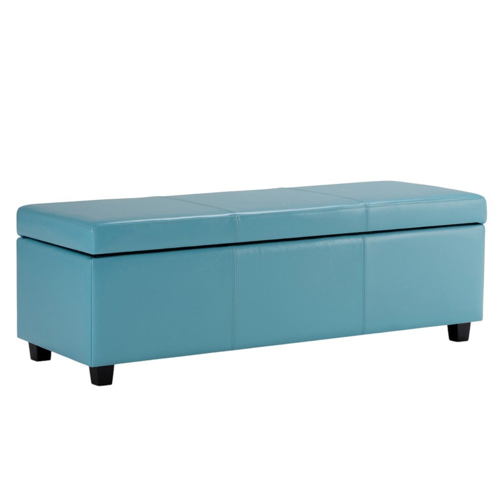 48" Black And Dark Brown Faux Leather Ottoman With Storage