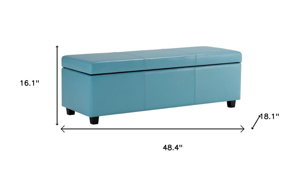 48" Black And Dark Brown Faux Leather Ottoman With Storage