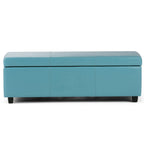 48" Black And Dark Brown Faux Leather Ottoman With Storage