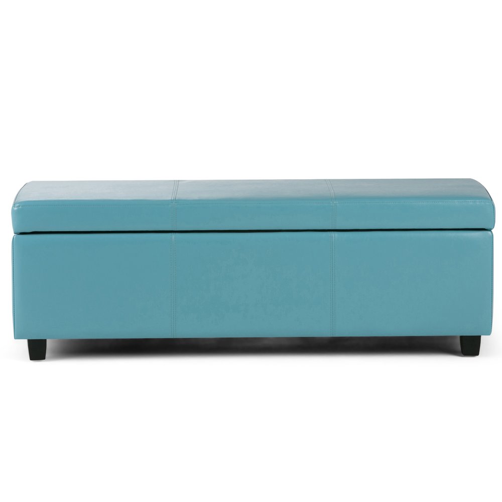 48" Black And Dark Brown Faux Leather Ottoman With Storage