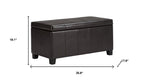 36" Brown Faux Leather and Solid Wood Upholstered Storage Bench With Flip Top