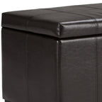 36" Brown Faux Leather and Solid Wood Upholstered Storage Bench With Flip Top
